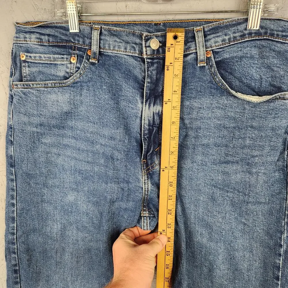 Levis 505 Jeans Mens 38x30 Blue Denim Straight Leg Regular Fit Stretch Mid Wash